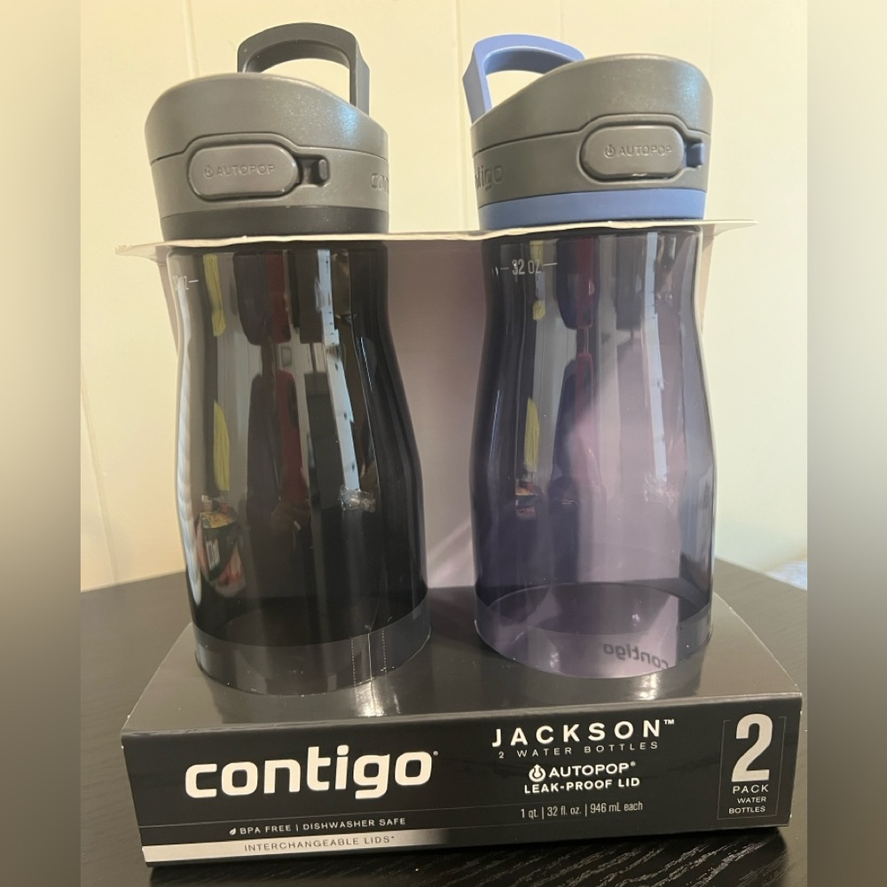 Contigo Jackson Water Bottles - Smoke and Light blue (2-Pack)